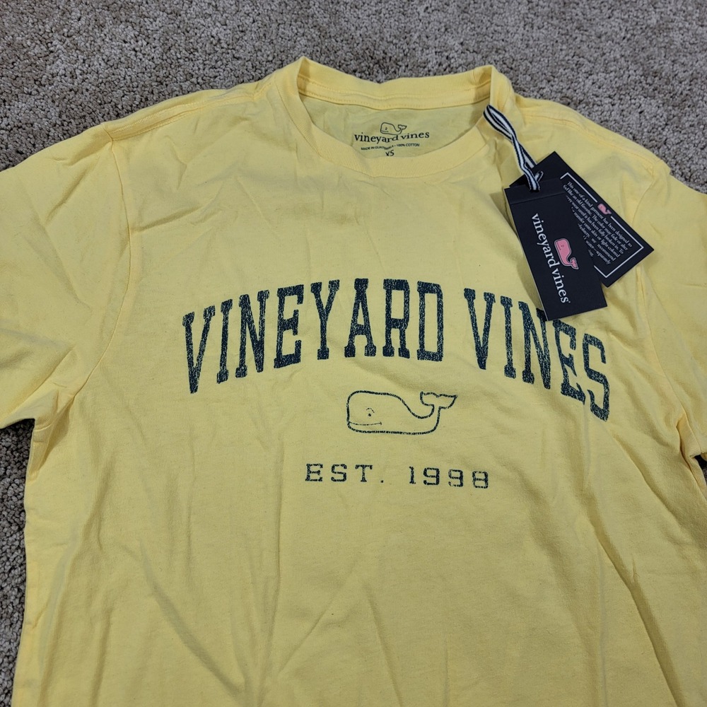 Vineyard Vines Yellow Short Sleeve Tee with Navy Logo